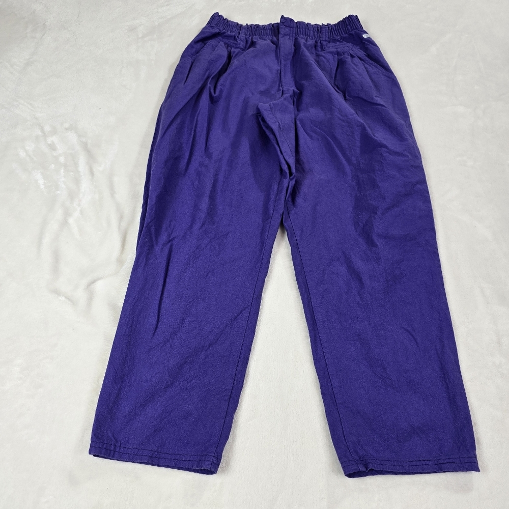 Vintage Cherokee Pants Size 16 Elastic Waist Purple 80s Baggy 90s